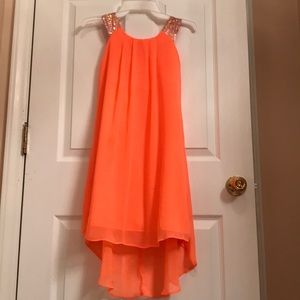 Chiffon Peach Dress w/Sequins-Never worn